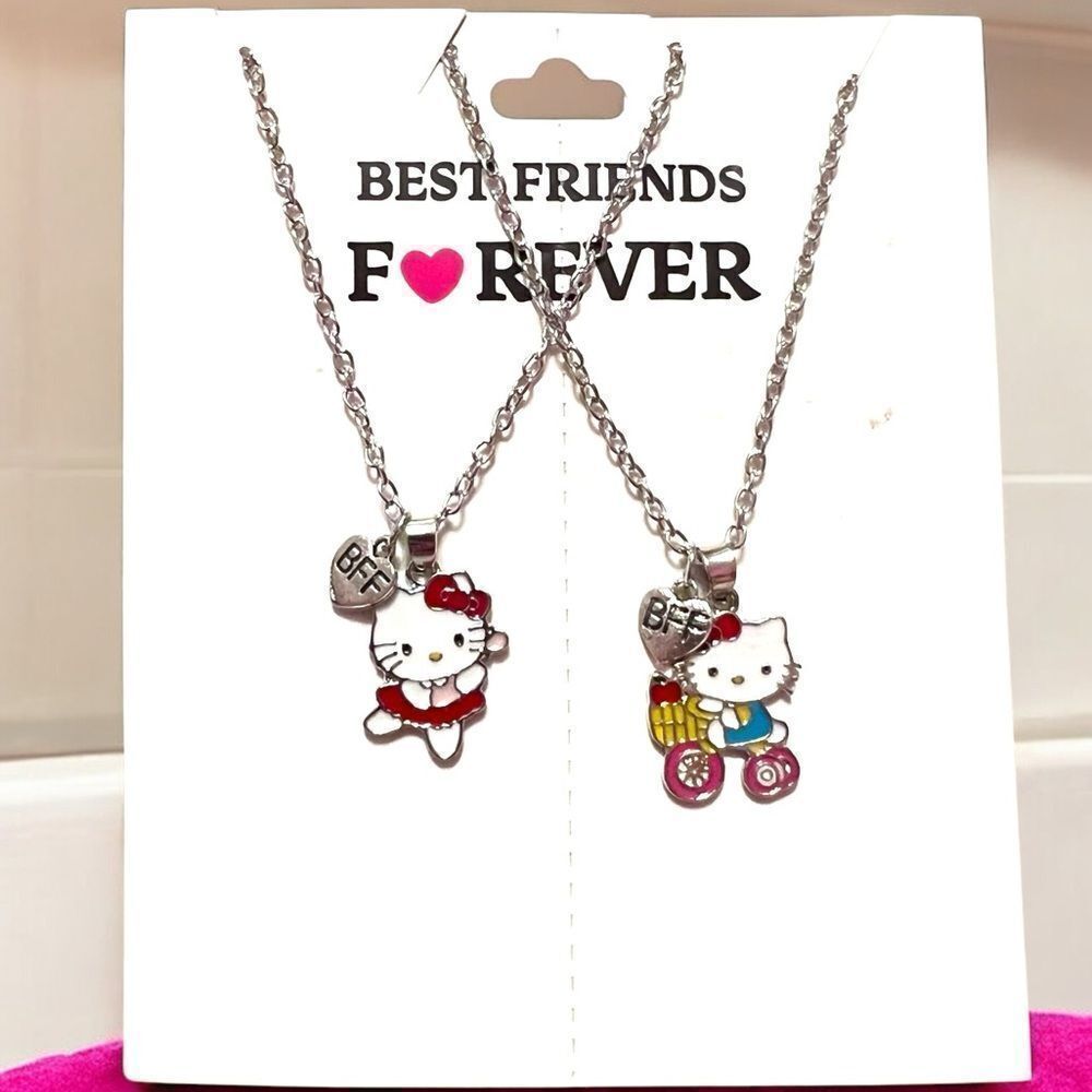Hello Kitty Best Friends Forever BFF Silver Necklace Set